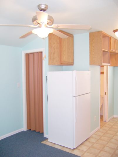 To maximize storage space we installed all the extra cabinets we could find space for.