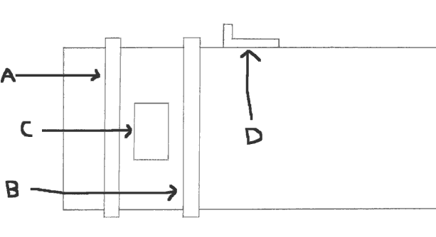 oil cooler section showing flanges where o-rings seat and window in side where oil enters and leaves. Heat dissipating fins inside window not shown