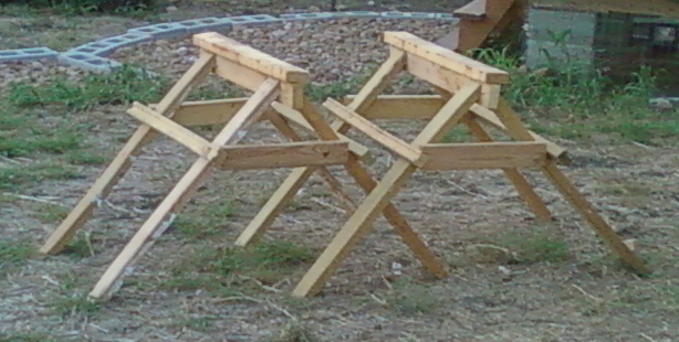 Flattened sawhorses